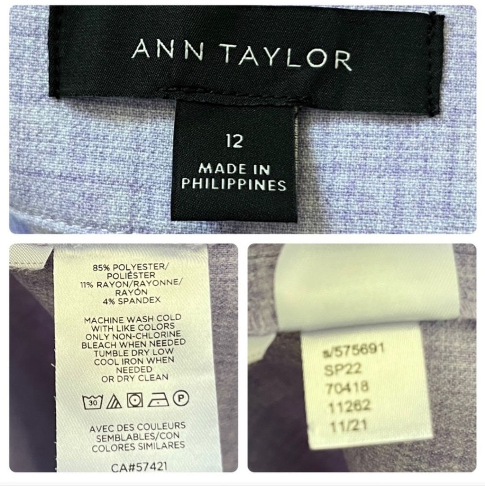 Ann Taylor Pastel Purple Lilac Cross Weave Slim Pant Size 12 See Description